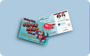 Super hero dentist postcards