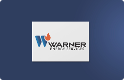 Warner energy services white card on dark blue background