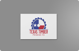 Texas timber products white card on grey background