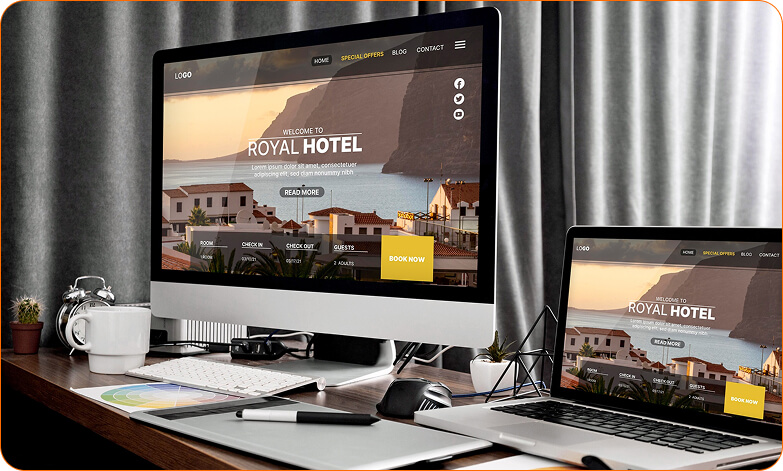 Desktop and laptop hotel site view