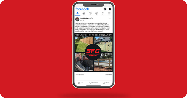 Facebook homepage on mobile with red background