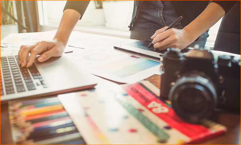 Graphic designer at workspace