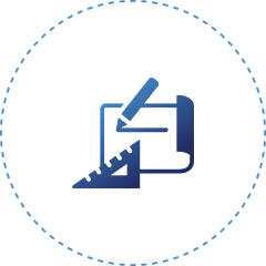 Blue ruler and pencil icon