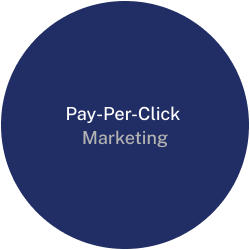 PPC marketing dark blue circle logo