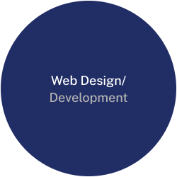 Web design/development dark blue circle logo